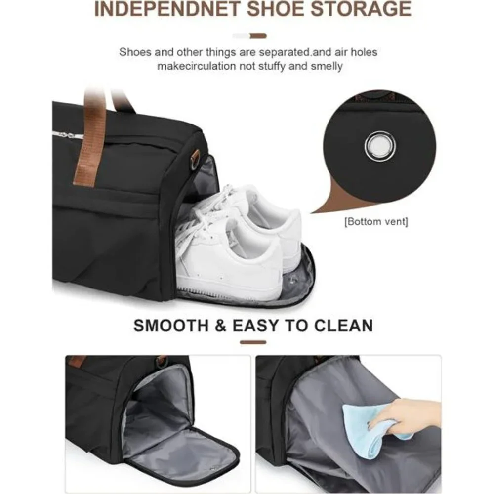 Gym Bag for Women Men Waterproof Duffel Travel Overnight Yoga Bag with Shoe Comp